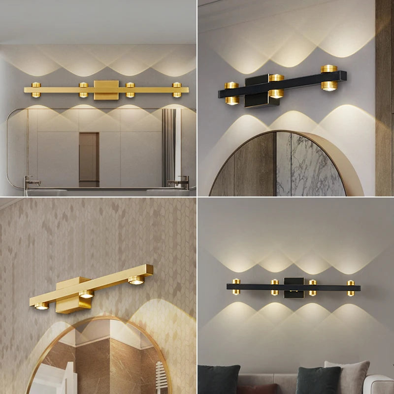 Applique murale moderne miroir LED dorée