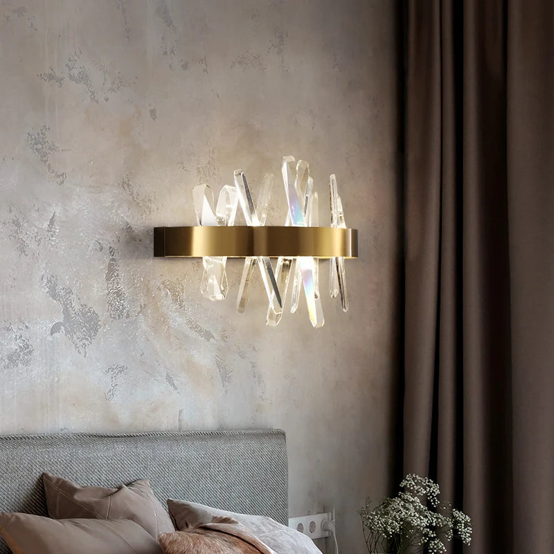 Deyidn moderne cuivre applique cristal lumières sur le mur doré miroir de maquillage à LED luminaires intérieur décor chambre couloir