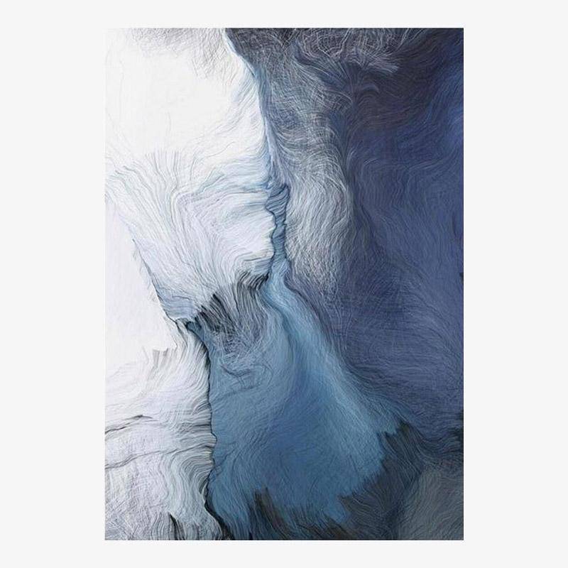 Tapis rectangle moderne bleu et blanc style abstrait