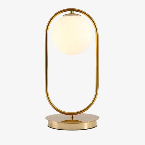 Lampe de chevet design en métal doré et boule en verre