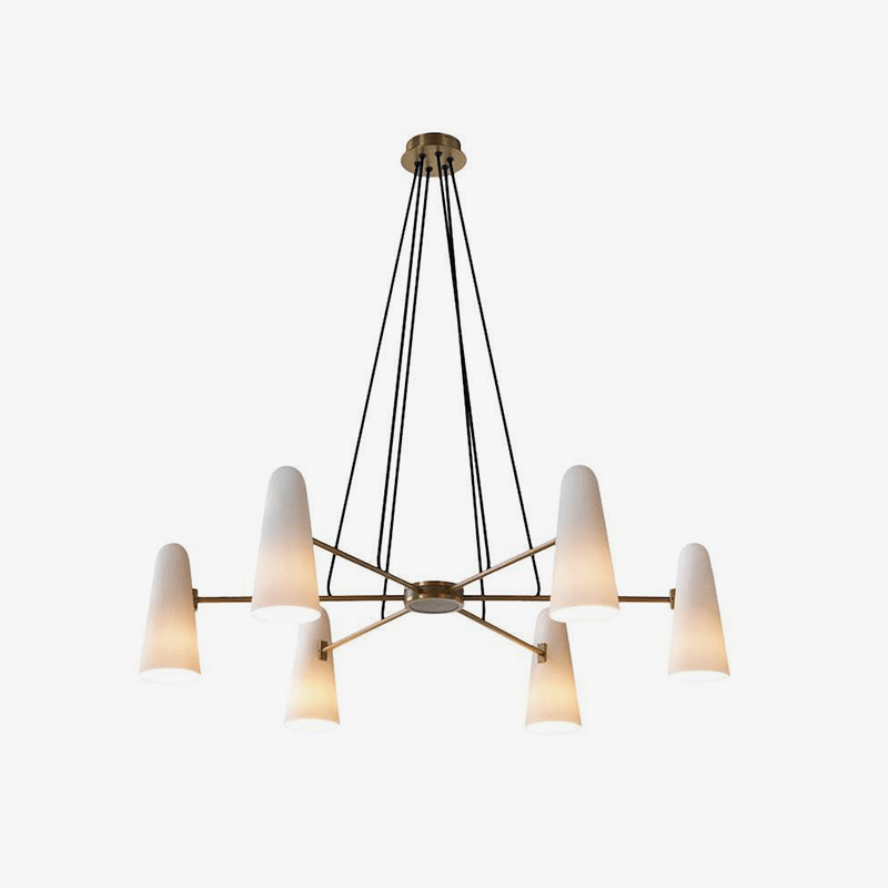 Lustre design LED en cuivre avec 6 abat-jours Luxury