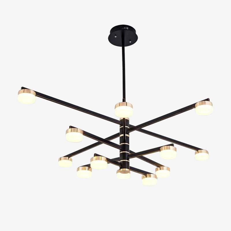 Lustre design avec bras et lampes LED dorées Living