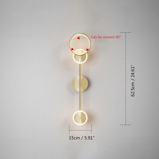 Applique murale moderne LED circulaire en métal doré Sicily