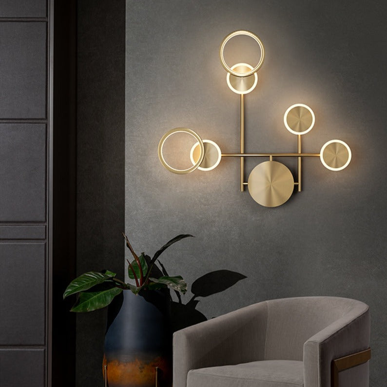 Applique murale moderne LED circulaire en métal doré Sicily