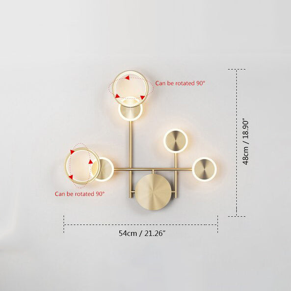 Applique murale moderne LED circulaire en métal doré Sicily