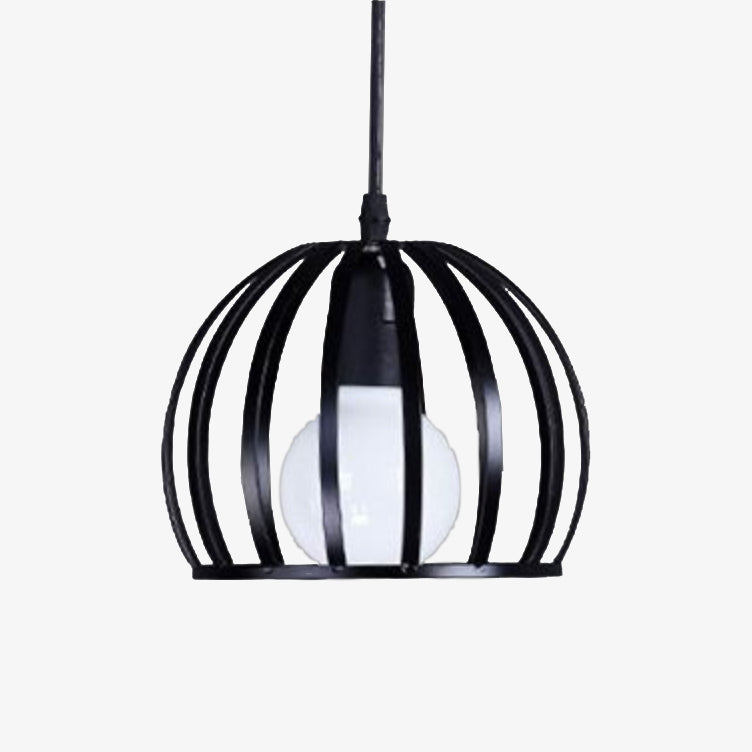 Suspension en cage ronde vintage (noir ou blanc)