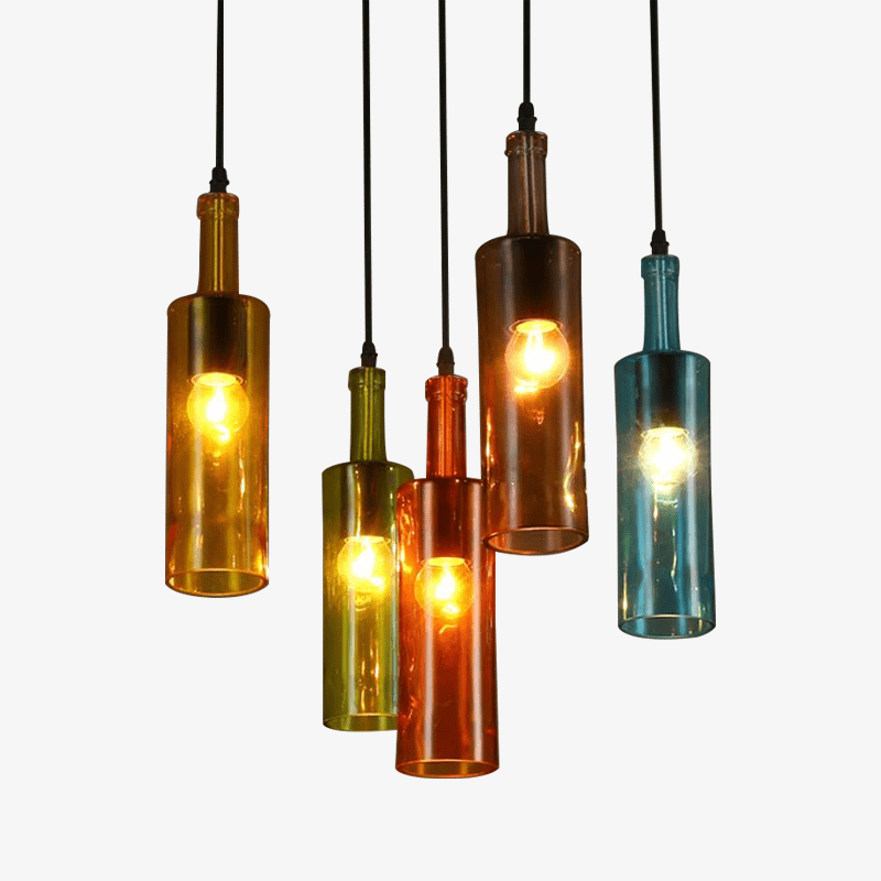 Suspension en verre cylindrique fumé colorée Novelty