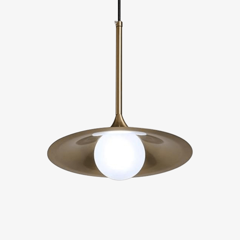 Lustre design LED avec abat-jour doré style Hang