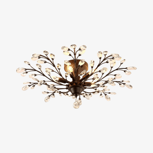 Plafonnier en cristal en forme de branches avec fleurs