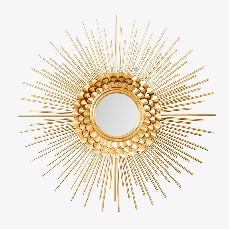 Miroir mural décoratif rond soleil doré Sunglasses