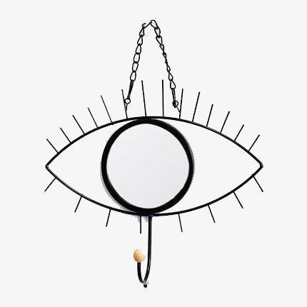 Miroir mural décoratif suspendu rond oeil noir Nordic