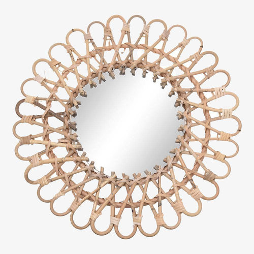 Miroir mural rond décoratif en rotin 40cm