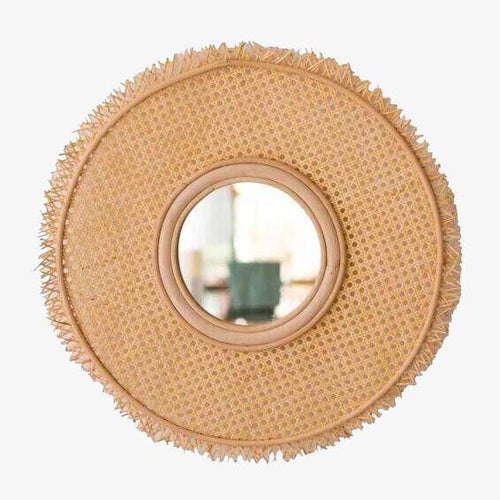 Miroir mural rond en rotin Literature