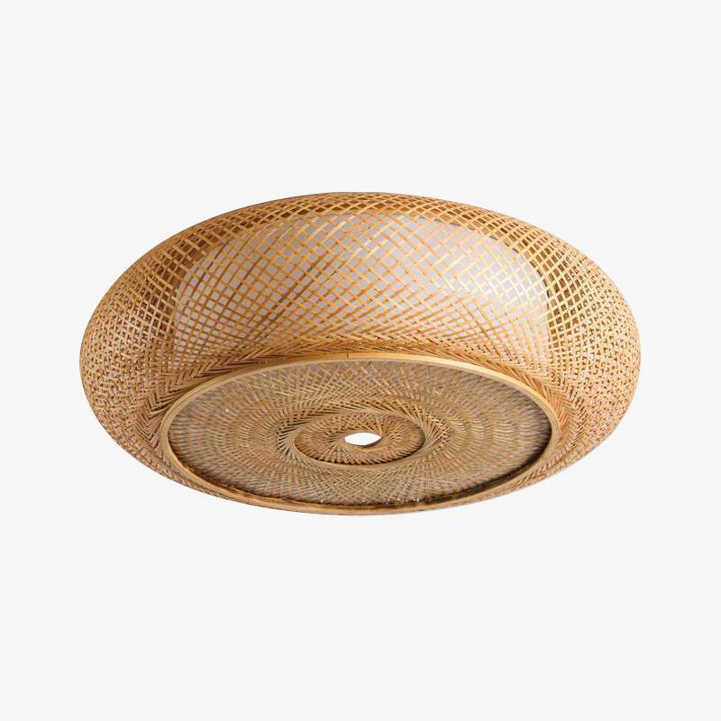 Plafonnier en rotin LED rond style Woven