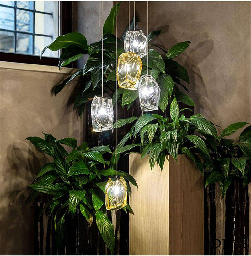 Suspension design à LED en verre cristal coloré Luxury