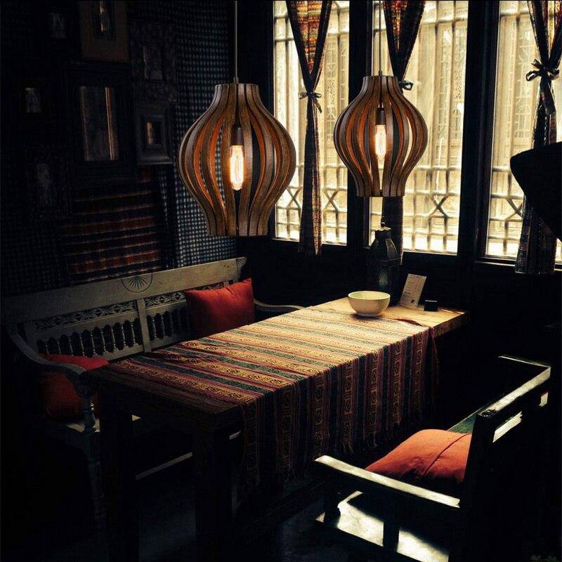 Suspension industrielle rétro style rustique cage en bois
