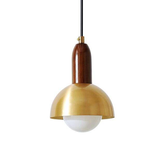 Suspension design LED dorée avec abat-jour arrondi Art