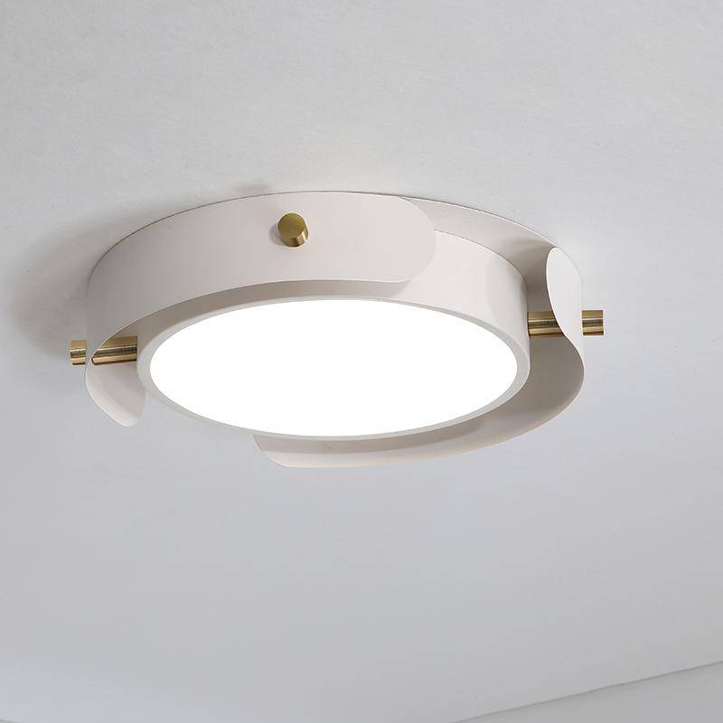 Plafonnier rond LED en métal et barres en bois Study