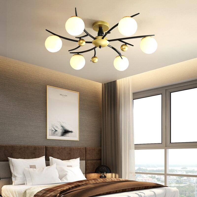 Plafonnier design à LED en métal avec plusieurs boules en verre Loft