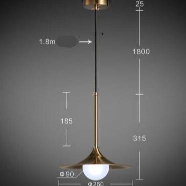 Lustre design LED avec abat-jour doré style Hang