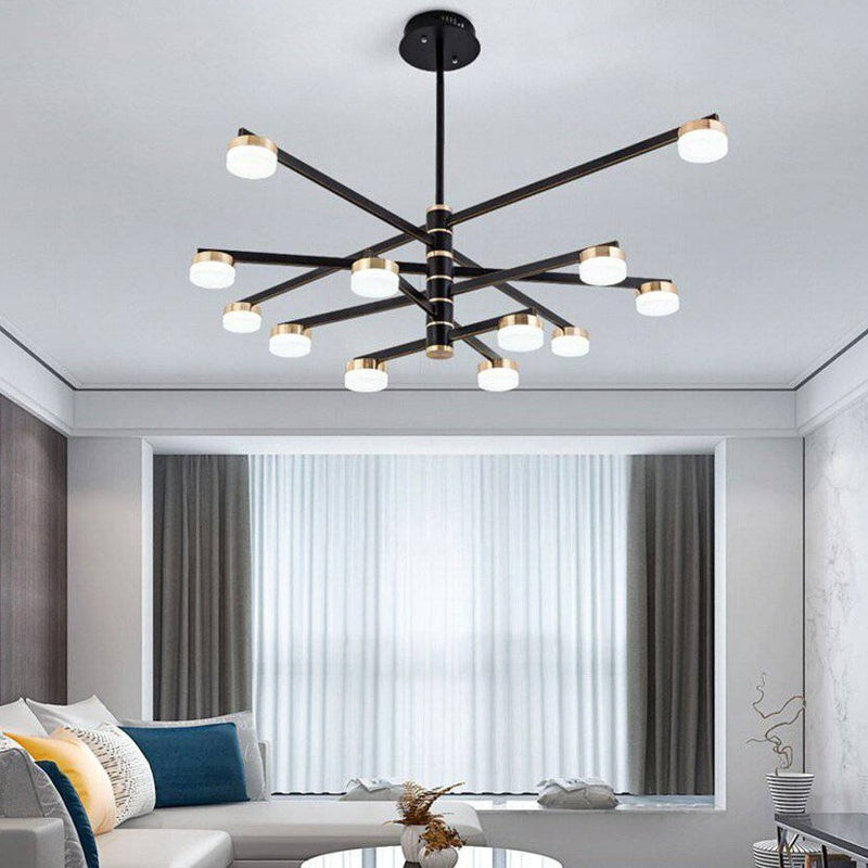 Lustre design avec bras et lampes LED dorées Living