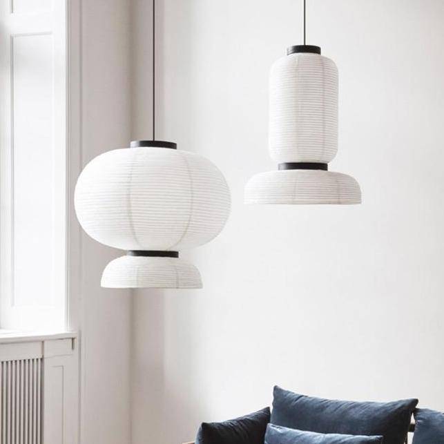Suspension rétro LED en papier de riz blanc style Danish