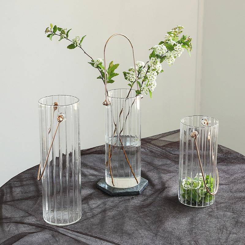 Vase moderne transparent style striped Glass