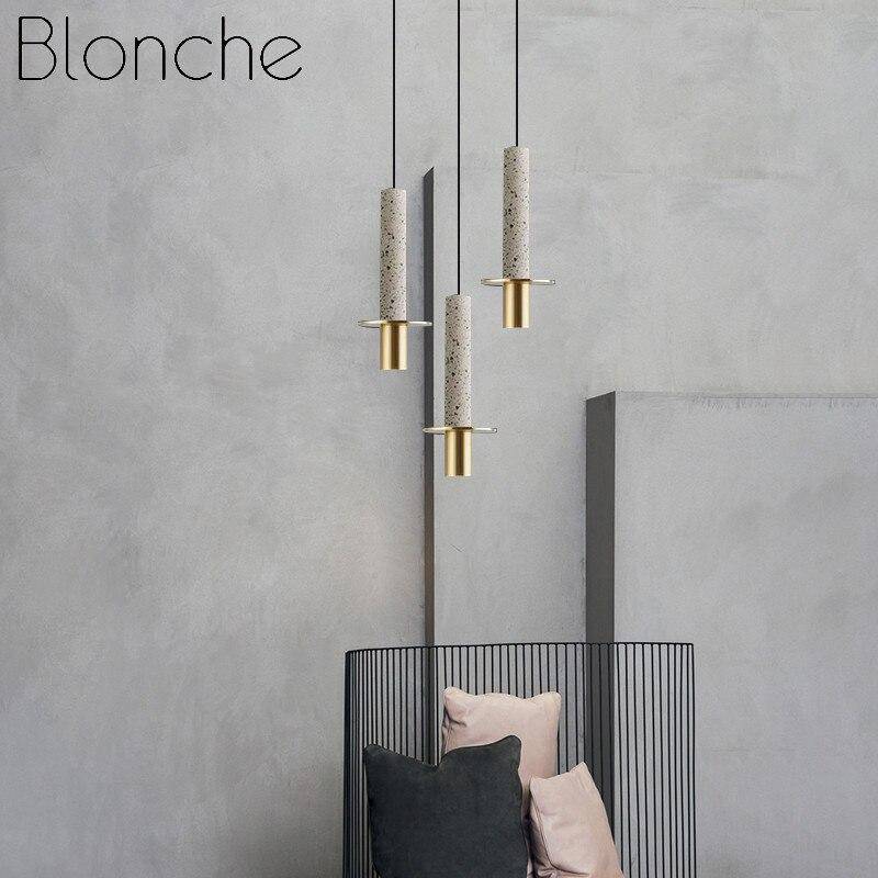 Suspension design à LED en ciment terrazzo style Luxury