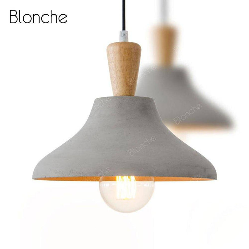 Suspension design LED en ciment et bois style Loft Decor