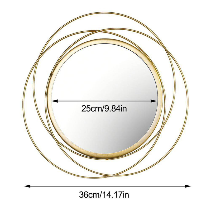 Miroir mural rond et anneaux dorés