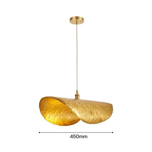 Suspension design LED en métal et forme de tuile dorée Lotus