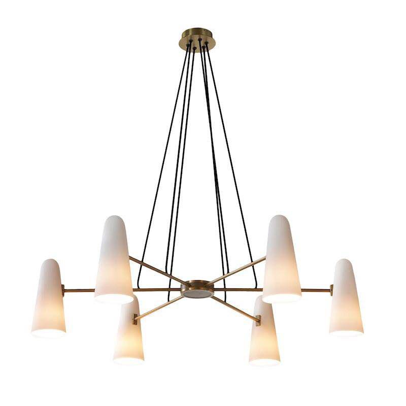 Lustre design LED en cuivre avec 6 abat-jours Luxury