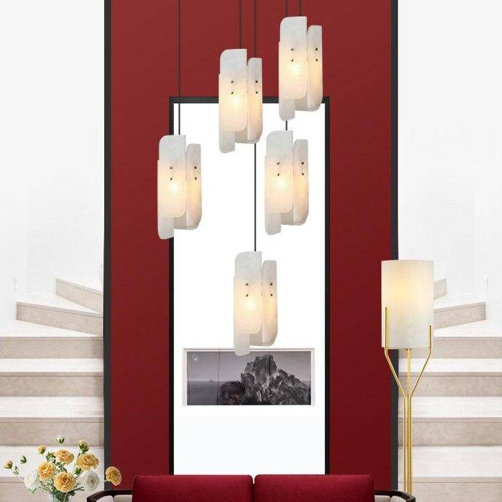 Suspension design en marbre blanc LED style Luxury