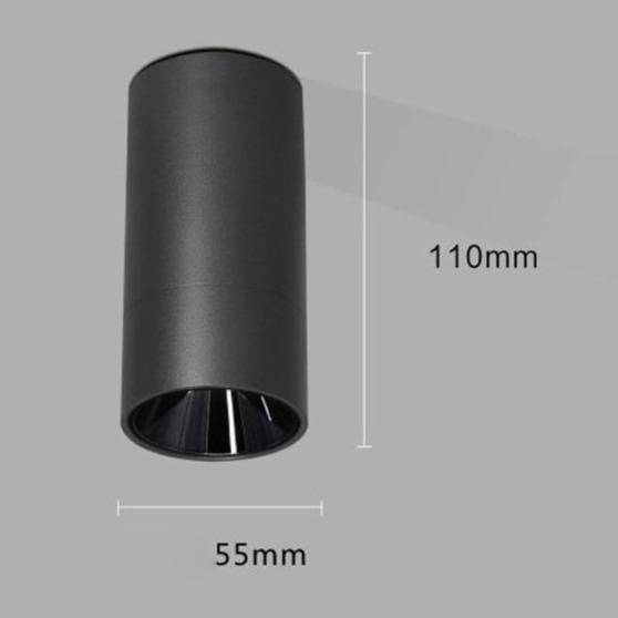 Spot en cylindre moderne à LED noir ou blanc