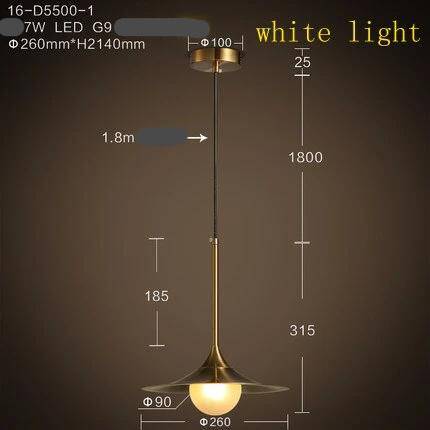 Suspension design dorée à LED avec abat-jour chapeau et boule Creative