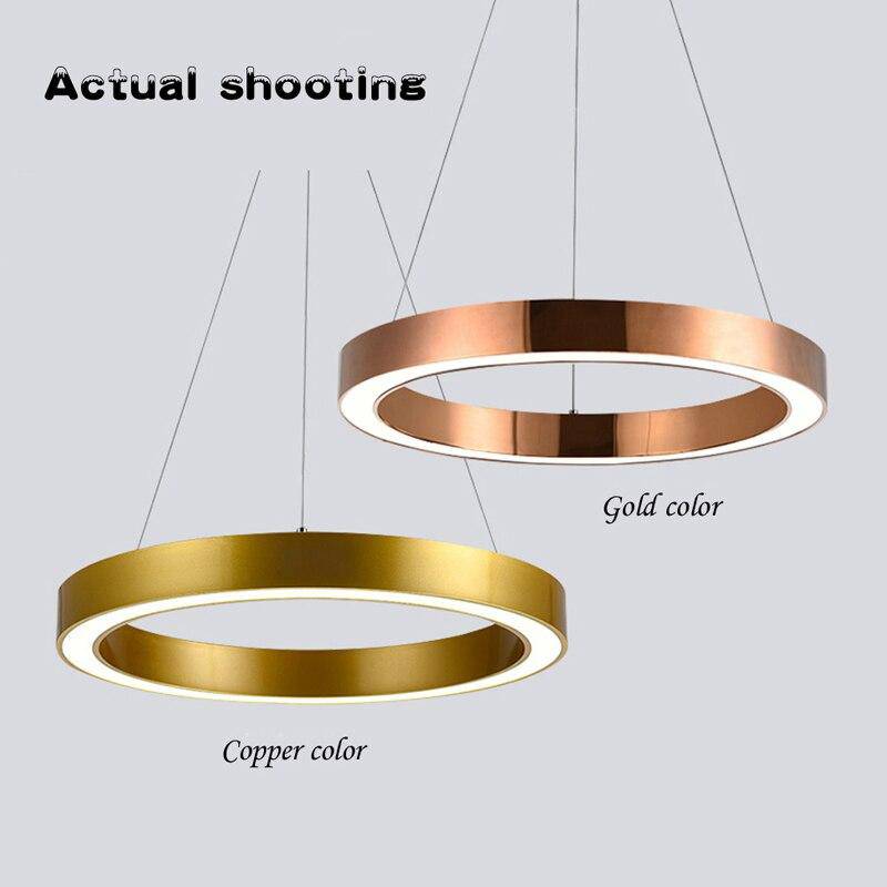 Suspension design LED avec cercle en métal aux bords épais Luxury