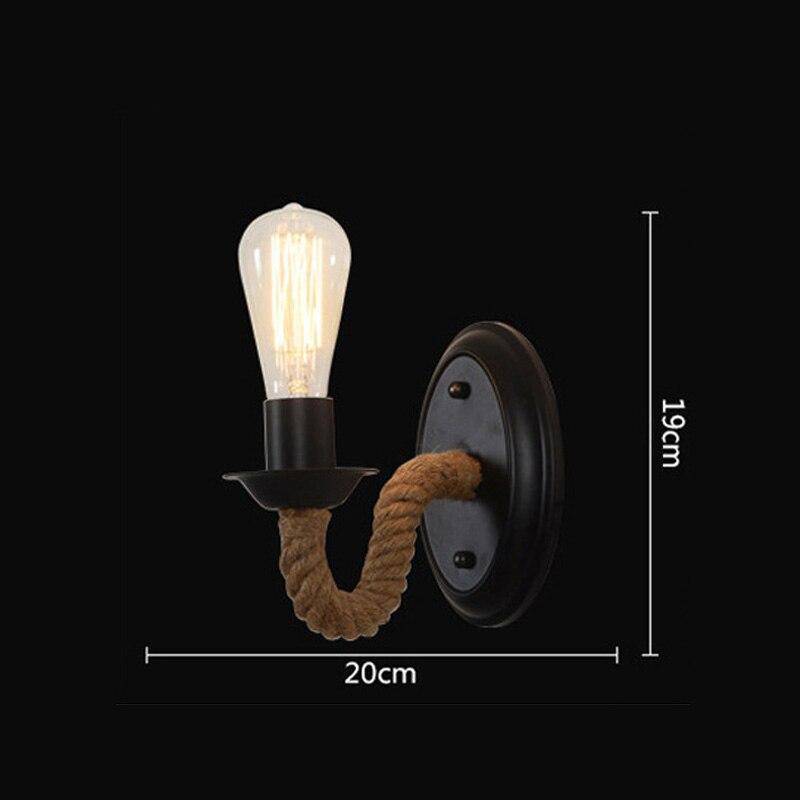 Applique murale rétro LED avec corde et ampoule Edison