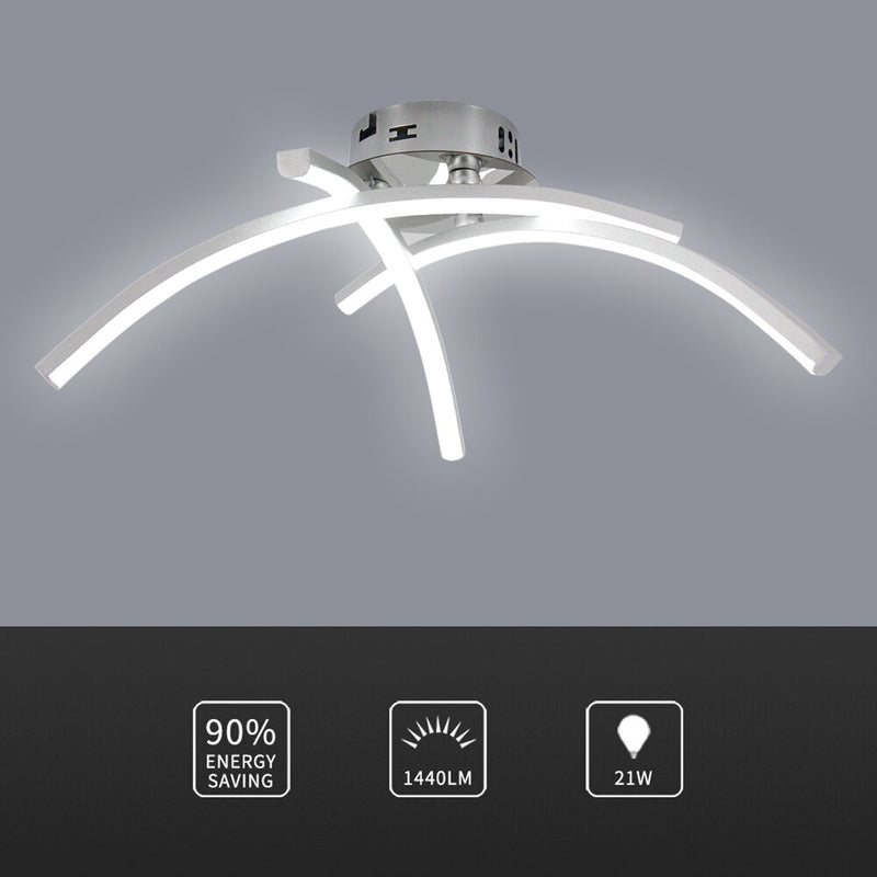 Plafonnier design LED avec 3 barres courbées en métal Teylor