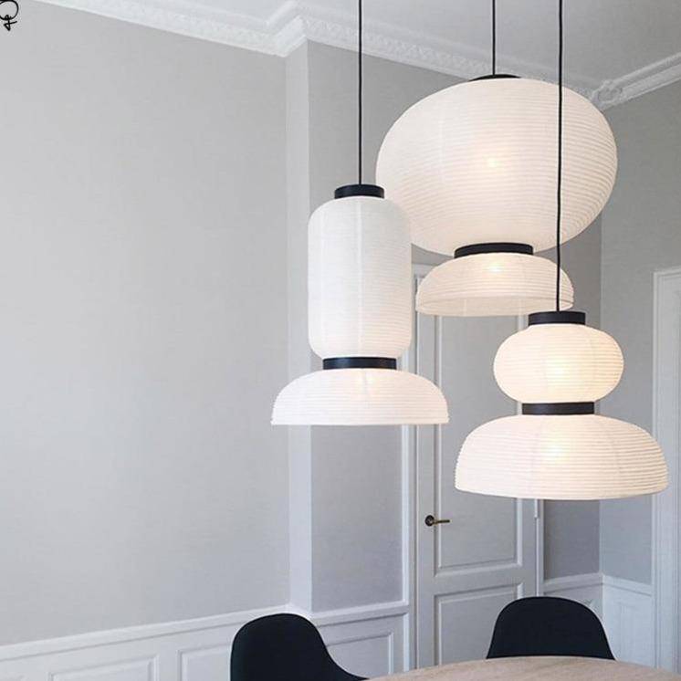 Suspension rétro LED en papier de riz blanc style Danish