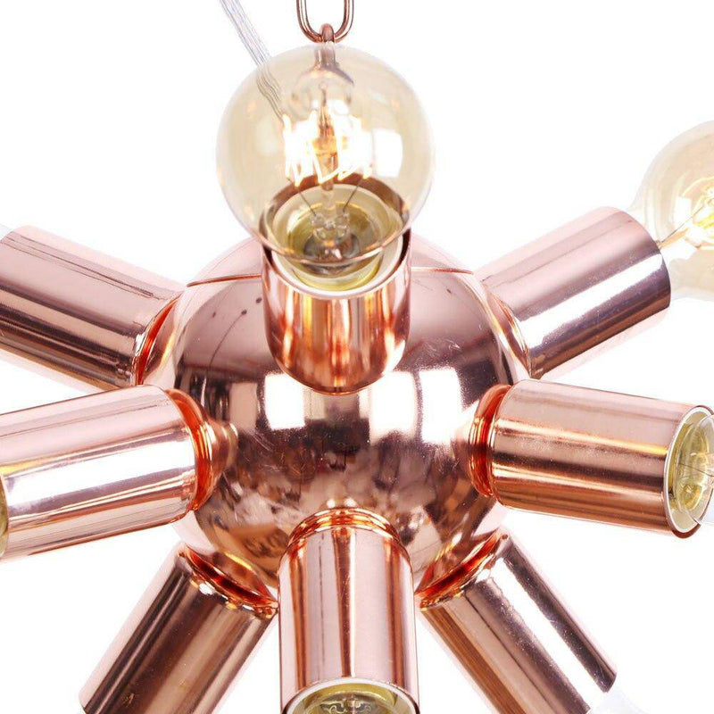 Lustre design LED en métal rose gold avec plusieurs lampes Fly