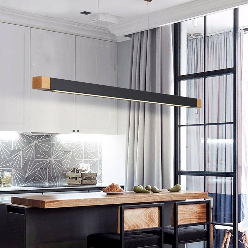 Suspension design à LED allongé en métal noir Light