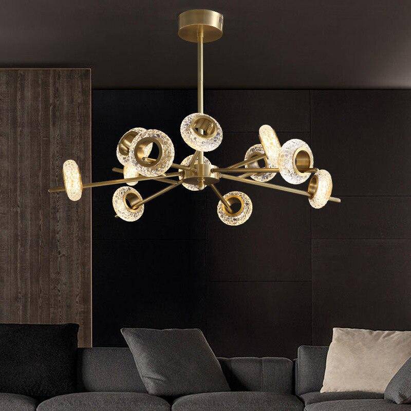Lustre design à LED avec plusieurs cercles dorés Loft