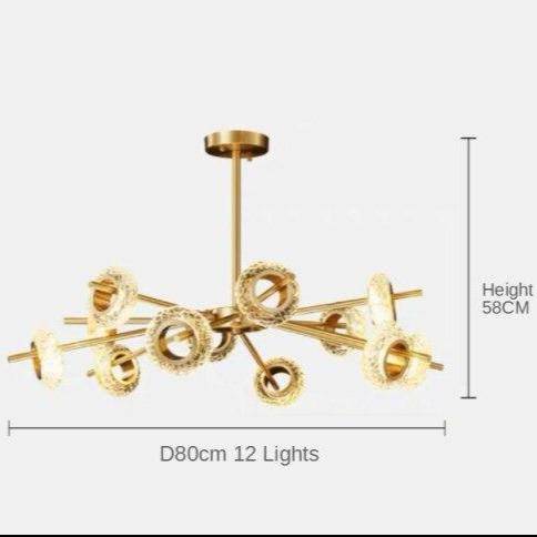 Lustre design à LED avec plusieurs cercles dorés Loft