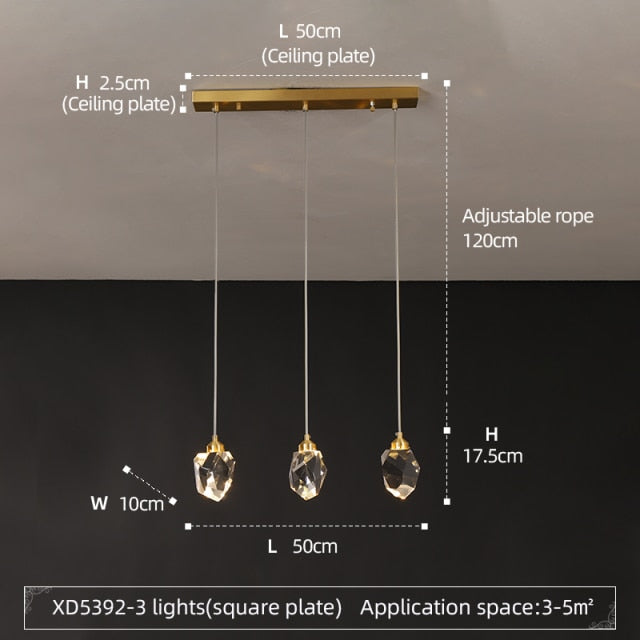 Lustre moderne LED avec larme en cristal Tyana