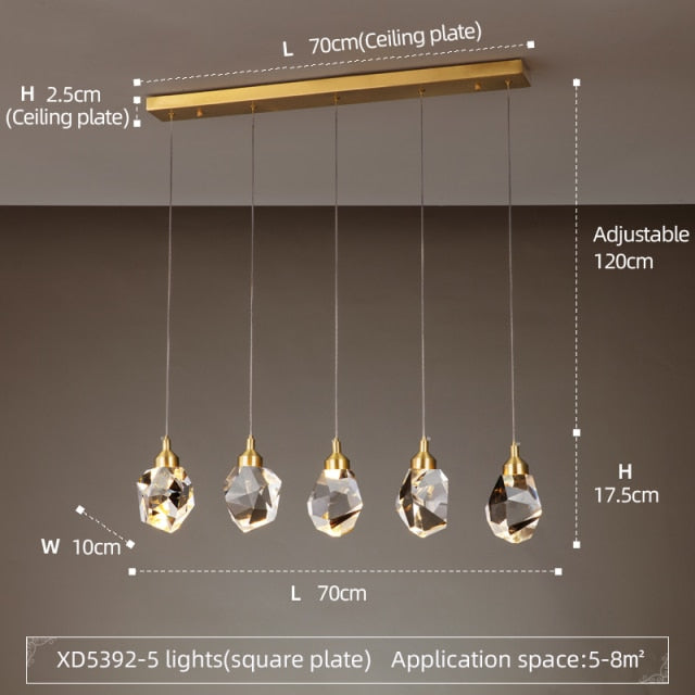 Lustre moderne LED avec larme en cristal Tyana