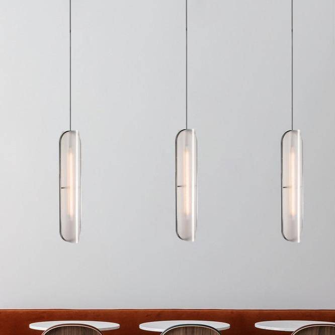 Suspension design à LED en verre aux formes arrondies style rétro