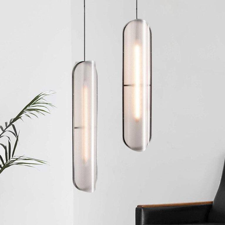 Suspension design à LED en verre aux formes arrondies style rétro