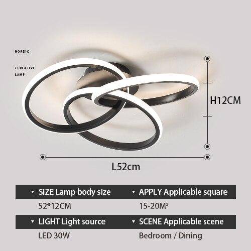 Plafonnier design LED avec plusieurs anneaux en métal Loft