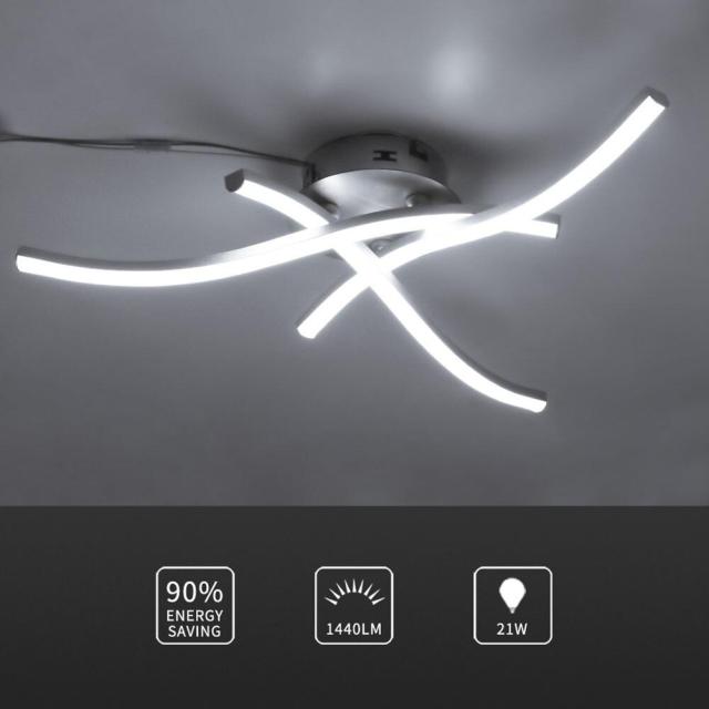 Plafonnier design LED avec 3 barres courbées en métal Teylor