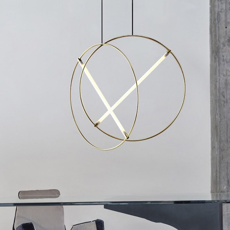 Suspension moderne LED anneau avec barre lumineuse Juncal